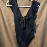 La Blanca NWT  Standard Island Goddess Over The Shoulder Ruffle Plunge Size 8 Photo 1