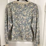 Sundry Cream and Blue Crew Neck Sweater with Paisley Sleeves Photo 2