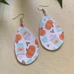 Handmade Pink Pumpkin Spice Latte Fall Inspired Dangly Teardrop Earrings Photo 0