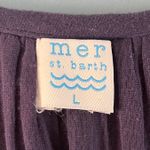 Met St. Barth Mer St. Barth Solange Navy Blue Floral Embroidery Popover Midi Dress Photo 3