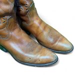 Acme Inlay Flowers Western Cowboy Boots USA Made Brown 7C Rockabilly VTG Size 7 Photo 1
