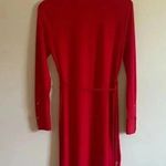 Calvin Klein Red Shirt Dress with Waist Tie Photo 11