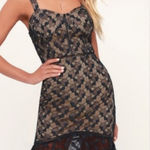 J.O.A Revolve Dressed Like A Daydream Navy Blue Lace Midi Cocktail Dress Size S Black Photo 0