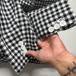 Talbots NWOT Linen Cotton Blend Gingham Plaid Blazer White Black Size 16 Photo 6