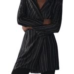 ZARA  Pinstriped Wrap Blazer Mini Dress Black Size Small Photo 4