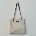 DKNY Ivory Ostrich Embossed Leather Chain Strap Shoulder Bag Photo 1