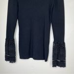 Who What Wear  Black Turtle Neck Crochet Bell Sleeves Blouse Size XS Photo 4