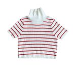 Callahan Lucy Red & White Stripe Turtleneck Short Sleeve Cropped Sweater Size XS Red Photo 5