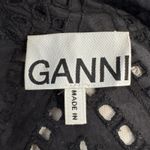 Ganni  Black Eyelet Puff Sleeve Button Up Mini Shirt Dress Size 38 Photo 4