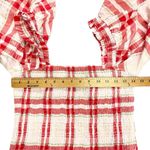 Ganni Plaid Print Square Neckline Smocked Top Blouse Balloon Sleeve No size tag Photo 10