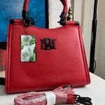 Badgley Mischka NWT  Red Small Braid Trim Convertible Top-Handle Bag Photo 0