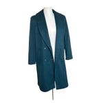 Vintage 80s Alorna Wool Blend Trench Coat Double Breasted Peacock Blue Women's M Size M Photo 1