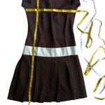 Vintage Womens Dress Small 60s Retro Minimalist Pleated Mod Drop waist Toni Todd Brown Photo 12