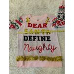 No Boundaries Ugly Christmas Sweater Pink Dear Santa Define Naughty Sequin Tinsel XL Photo 5