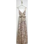 Mac Duggal  Sequin Strappy Cutout Tulle Gown in Oyster Size US 8 Photo 6