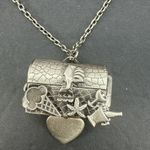 Lead Us Not Into Temptations Journey Box Keepsake Locket Treasure Chest Pendant Silver Photo 2
