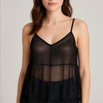 American Eagle Women's  Outfitters Black Sheer Polka Dot Cami Top M Photo 0