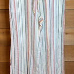 Cato Linen Lace Front Stripe Pant High Rise Waist Wide Leg Trouser Y2K Pockets Beach Photo 0