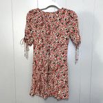 Free People  Black Combo Floral Printed Laced Up Boho Summer Mini Dress XS Photo 5