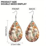 🌸 4 for $20 Halloween Ghost Floral Leather Drop Earrings Photo 4