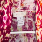 Chico's  Pink Yellow Abstract Print Short Sleeve Cardigan Women's Size 1/8/Medium Photo 1