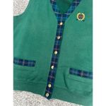 Liz Claiborne Vtg Lizsport Golf Preppy Tennis Sweater Vest V Neck Button Up Plaid Green/Blue L Photo 4