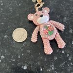 Betsey Johnson NWT Rhinestone Pink Pave Moveable Bear Holiday Necklace Candycane Photo 4