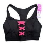 Pop Fit Clothing Laceup Sports Bra in Black/Pink, Size M​​ Black Size M Photo 0