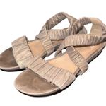 Eileen Fisher Dylan Metallic Suede Wedge Sandals Cross Strap Comfort Bronze Sz 6 Photo 1