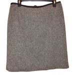 Talbots  Checkered silk wool blend leather trim Skirt black‎ white 10 Photo 0