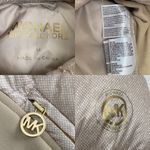 Michael Kors MICHAEL Beige Satin Specks Chevron Quilted Puffer Jacket Size M Photo 14