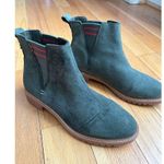 Toms Olive Green Suede Pull on Chelsea Ankle Booties Size 7 Photo 0