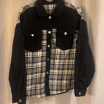 Source Unknown  Black and White Plaid Jean Jacket Photo 0