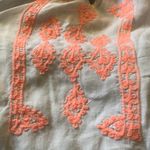 Melissa Odabash Embroidered Peasant Blouse Crop Top White Neon Coral Summery sz8 Photo 8