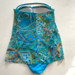 Ralph Lauren Lauren  Blue Paisley Flyaway Bandeau One Piece Swimsuit Size 4 Photo 3