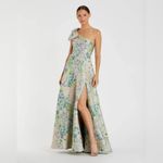 Mac Duggal   11919 Multicolor One Shoulder Brocade Floral Dress With Bow Photo 5