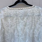 John Mark Velvet Eyelet Embroidered Flare 3/4 Sleeve Tunic Top Ivory White XL Photo 9