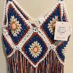 NWT Rebellion Again Granny Square Crochet Fringe Tank Top S Boho Festival Hippie Multiple Photo 1