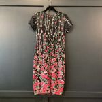 VONE Black Pink lace brocade Shortsleeve embroidered Floral Arlan Midi Dress 10 Photo 2