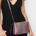 Victoria's Secret V-Quilt Metallic Crackle Crossbody Bag Pink New With Tags NWT Photo 0