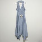 Free People  Blue White Stripe No Rush Halter Sleeveless Midi Dress Large New Photo 3