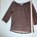 Soft Surroundings  Animal Print Metallic Pleated Blouse Medium Boho Fall Shimmer Photo 6