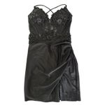 Windsor  Millie Satin Sequin Lace-Up Mini Homecoming Formal Black Dress XS NEW Photo 4