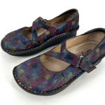 Alegria  Dayna Shimmery Mary Jane Flats Leather Size 36 US‎ 6.5 Clogs Blue Red Photo 0