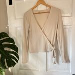 Cross front tie long sleeve shirt Tan Size M Photo 4