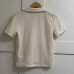 Madewell Crochet Knit V-Neck Sweater Tee in Vintage Ivory, Size Small Photo 10