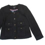 J.Crew NWT Lady Jacket in Black Maritime Tweed Collarless Wool Blend 10 Photo 1
