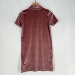 Madewell Velvet Short Sleeve Mock Neck Mini Dress Stretch Frosty Mauve Size XXS Photo 8