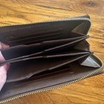 Valentina Embossed Leather Zip Around Wallet with a Leaf Motif Pattern in Brown Photo 9