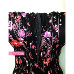 Mango Strapless Black Pink Floral Paisley Tie Ruched Smocked Tube Mini Dress XS Photo 1